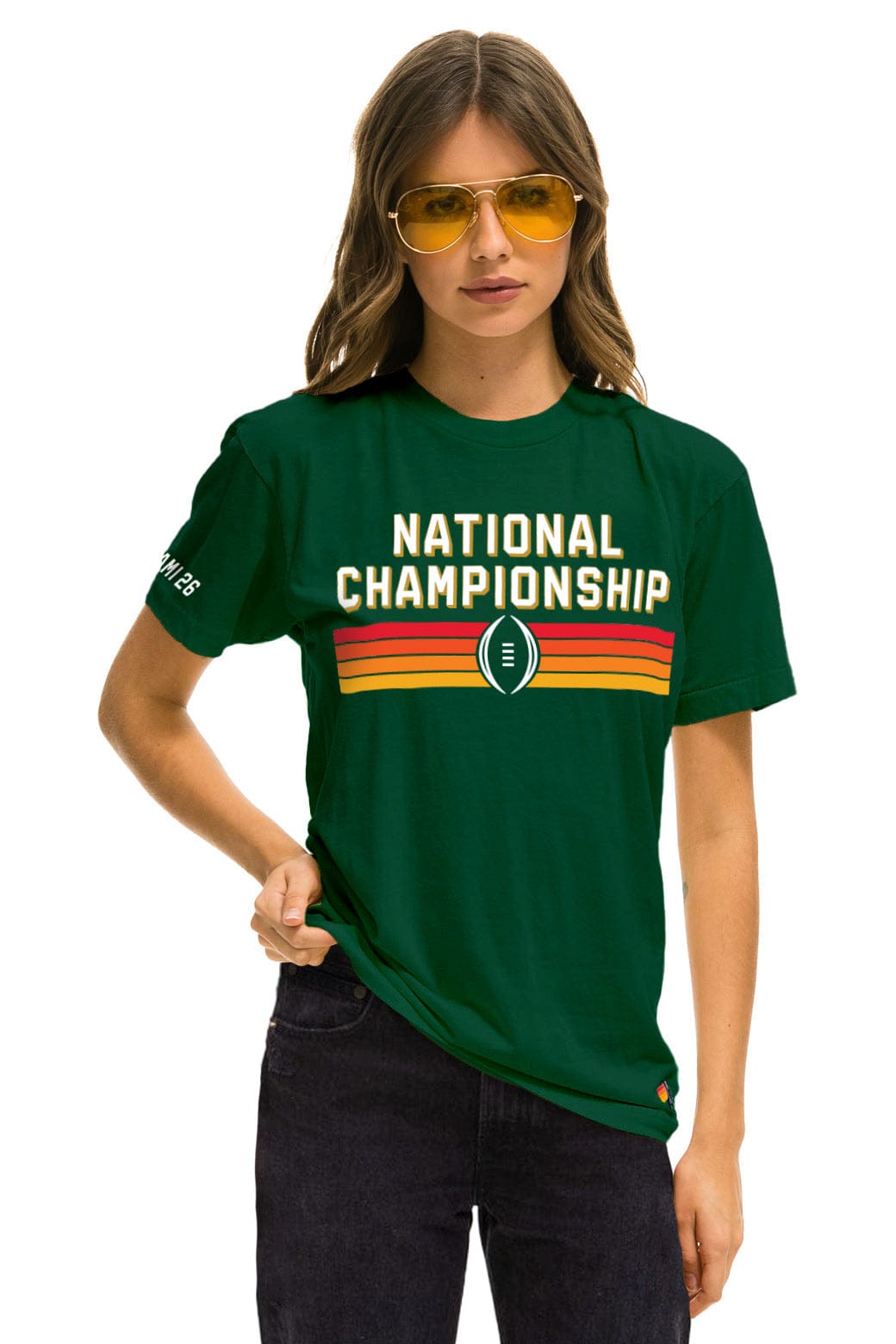 Classic UNIVERSITY OF MIAMI CFP 2026 CREW TEE SHIRT - MIAMI GREEN