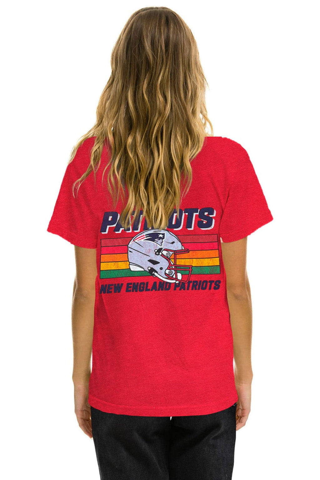 Classic NEW ENGLAND PATRIOTS HELMET CREW TEE SHIRT - FLASH RED