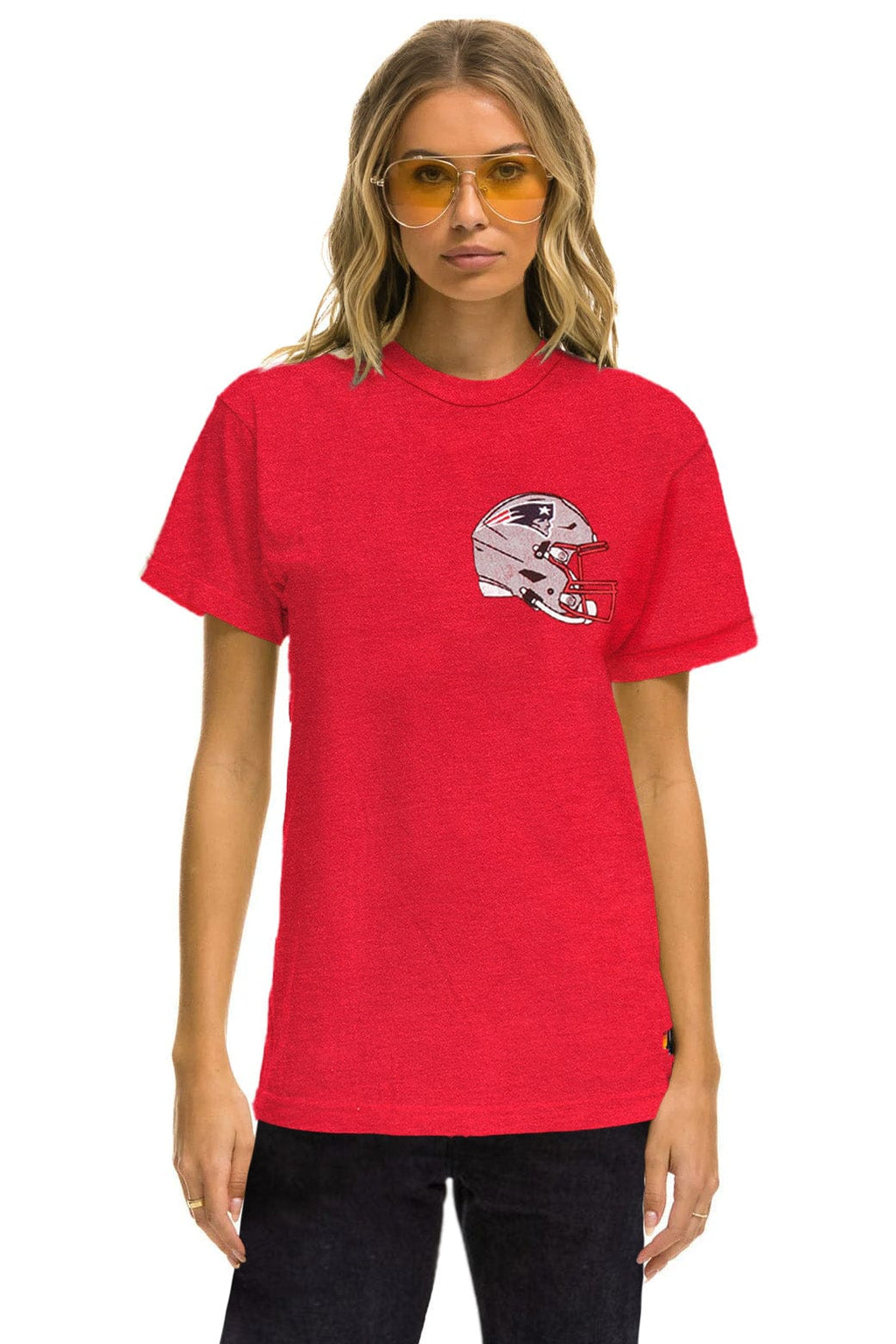 Classic NEW ENGLAND PATRIOTS HELMET CREW TEE SHIRT - FLASH RED