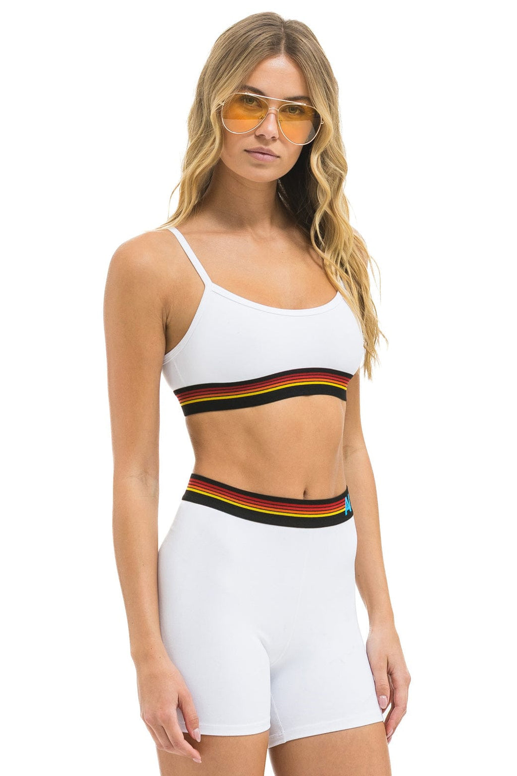 Classic LOGO 4 INCH HI-RISE BIKER SHORT - WHITE