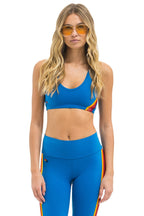 Classic WOMENS 5 STRIPE V-CUT SPORTS BRA - CARRIBEAN