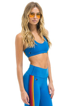 Classic WOMENS 5 STRIPE V-CUT SPORTS BRA - CARRIBEAN