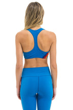 Classic WOMENS 5 STRIPE V-CUT SPORTS BRA - CARRIBEAN