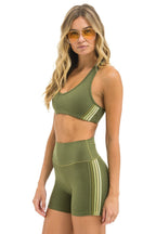 Classic WOMENS 5 STRIPE SPORTS BRA - ARMY