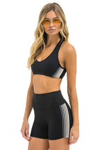 Classic WOMENS 5 STRIPE SPORTS BRA - BLACK SMOKE