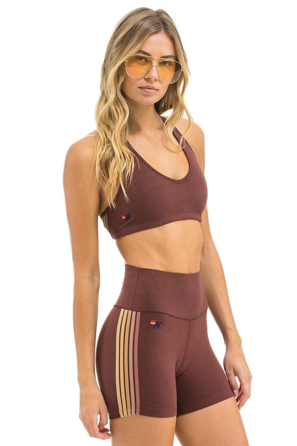Classic WOMENS 5 STRIPE SPORTS BRA - MOCHA