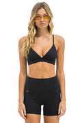 Classic WIDE RIB TRIANGLE ADJUSTABLE SPORTS BRA - BLACK