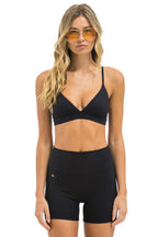Classic WIDE RIB TRIANGLE ADJUSTABLE SPORTS BRA - BLACK