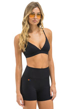 Classic WIDE RIB TRIANGLE ADJUSTABLE SPORTS BRA - BLACK