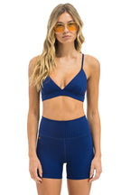 Classic WIDE RIB TRIANGLE ADJUSTABLE SPORTS BRA - NAVY