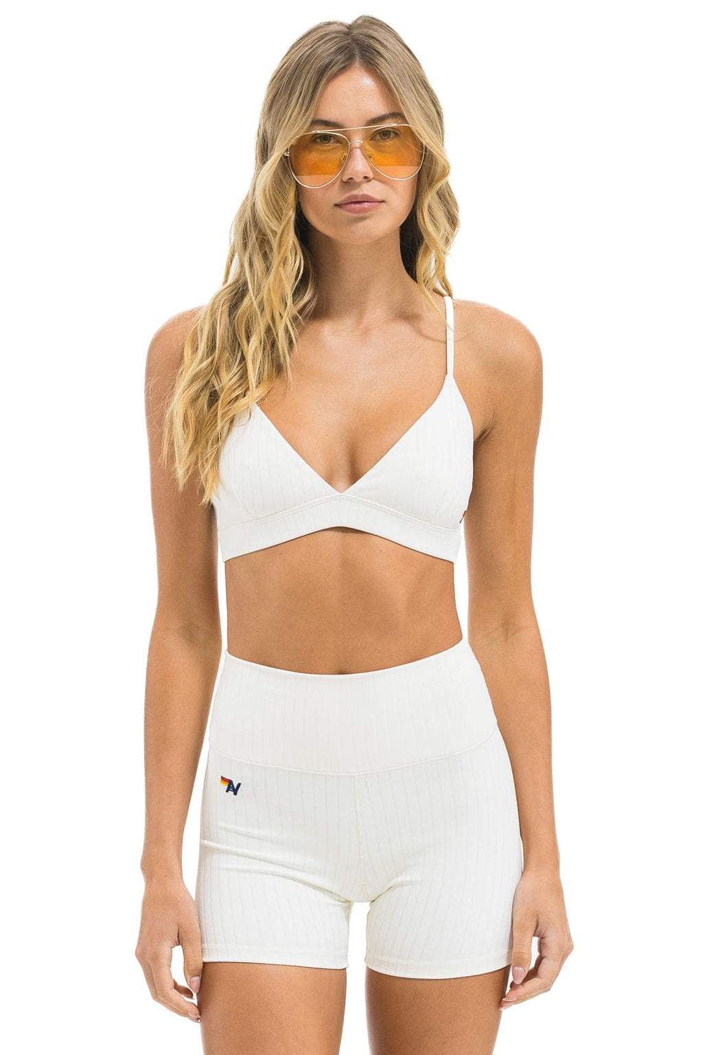 Classic WIDE RIB TRIANGLE ADJUSTABLE SPORTS BRA - VINTAGE WHITE