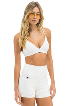 Classic WIDE RIB TRIANGLE ADJUSTABLE SPORTS BRA - VINTAGE WHITE