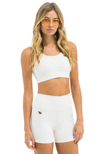 Classic WIDE RIB WOMENS SCOOP BACK SPORTS BRA - VINTAGE WHITE