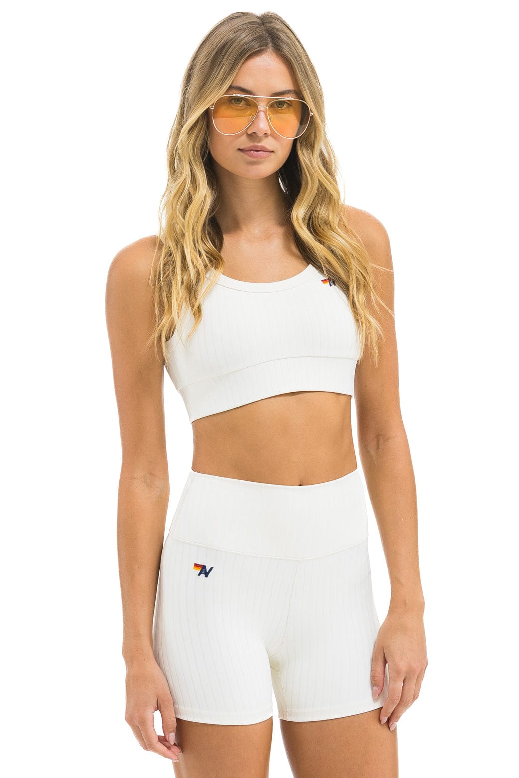 Classic WIDE RIB WOMENS SCOOP BACK SPORTS BRA - VINTAGE WHITE
