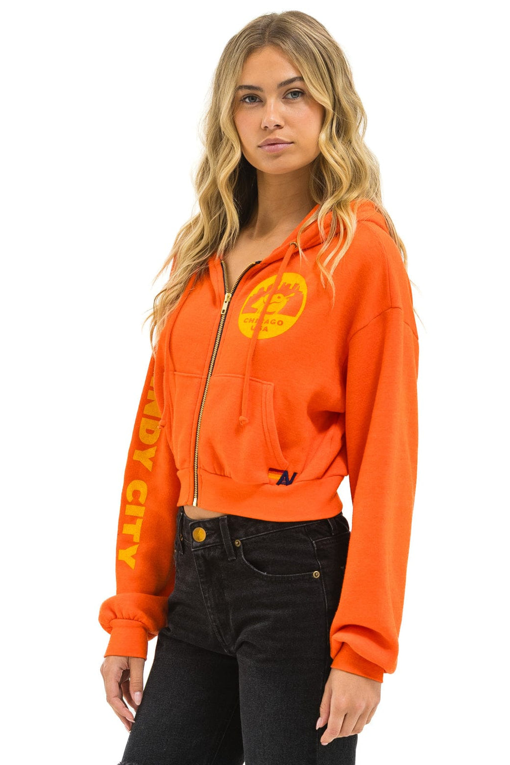 Classic WINDY CITY SMOKEOUT 2025 CROPPED ZIP HOODIE RELAXED - ORANGE