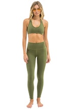 Classic FULL LENGTH HI-RISE 5 STRIPE LEGGINGS - ARMY
