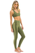 Classic FULL LENGTH HI-RISE 5 STRIPE LEGGINGS - ARMY