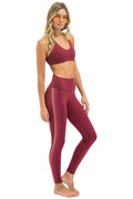 Classic FULL LENGTH HI-RISE 5 STRIPE LEGGINGS - BERRY
