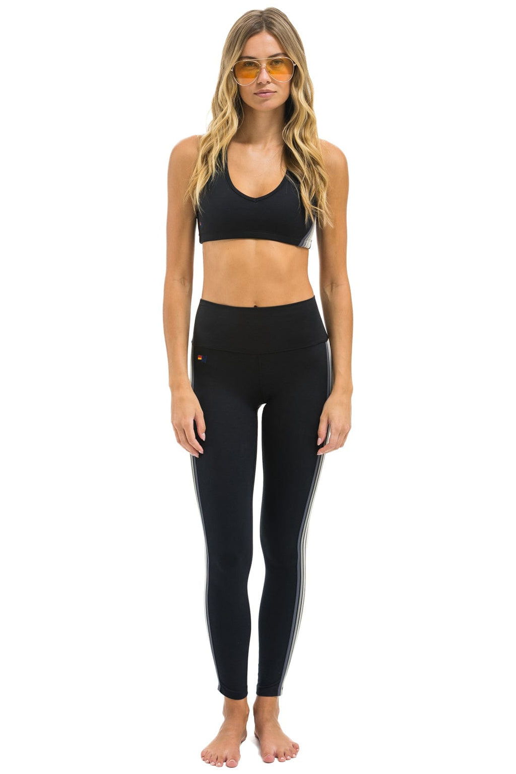Classic FULL LENGTH HI-RISE 5 STRIPE LEGGINGS - BLACK SMOKE