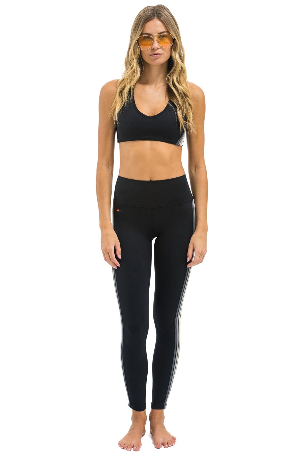 Classic FULL LENGTH HI-RISE 5 STRIPE LEGGINGS - BLACK SMOKE