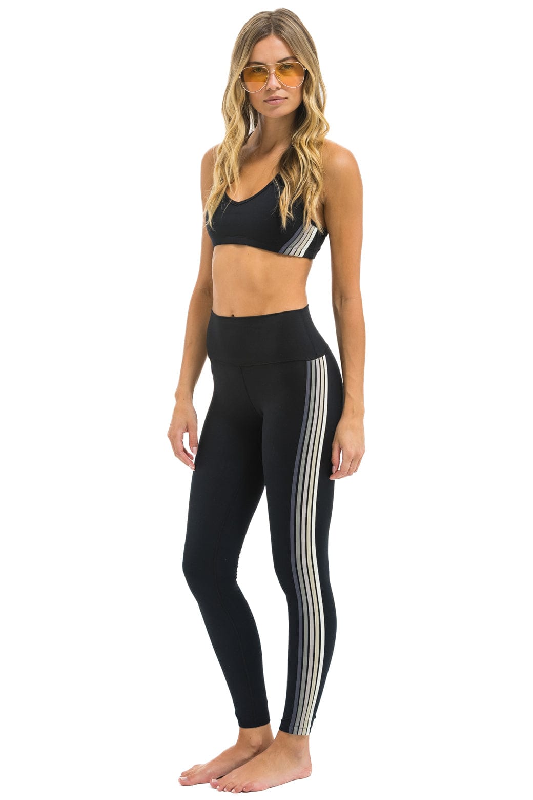 Classic FULL LENGTH HI-RISE 5 STRIPE LEGGINGS - BLACK SMOKE