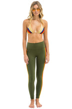 Classic FULL LENGTH HI-RISE 5 STRIPE LEGGINGS - LEAF