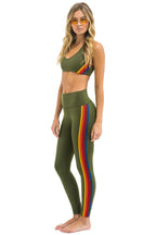 Classic FULL LENGTH HI-RISE 5 STRIPE LEGGINGS - LEAF
