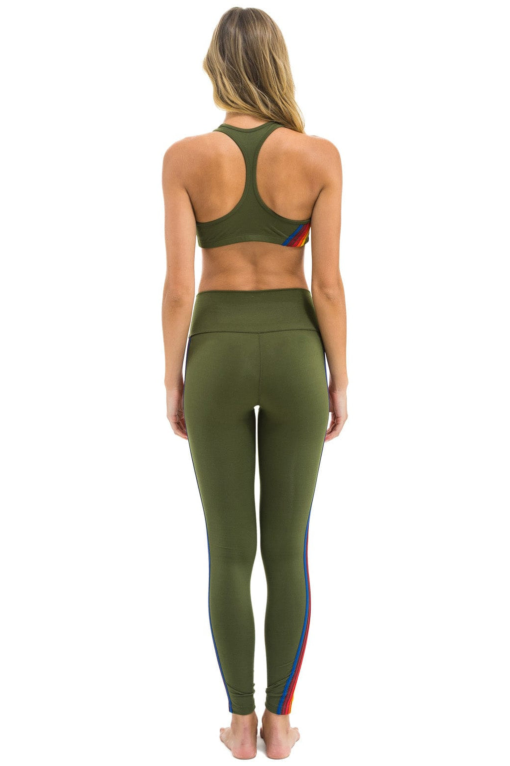 Classic FULL LENGTH HI-RISE 5 STRIPE LEGGINGS - LEAF