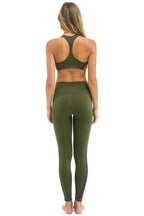 Classic FULL LENGTH HI-RISE 5 STRIPE LEGGINGS - LEAF