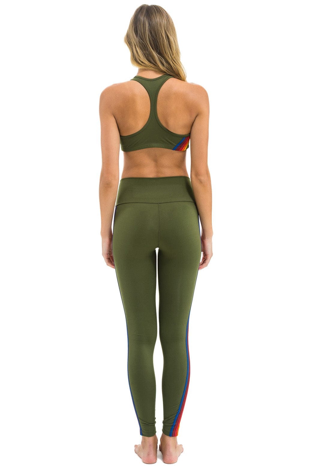 Classic FULL LENGTH HI-RISE 5 STRIPE LEGGINGS - LEAF