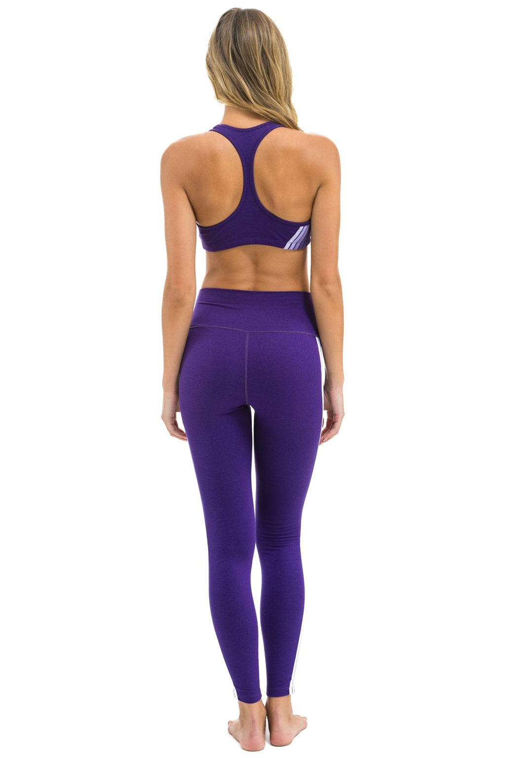 Classic FULL LENGTH HI-RISE 5 STRIPE LEGGINGS - GRAPE