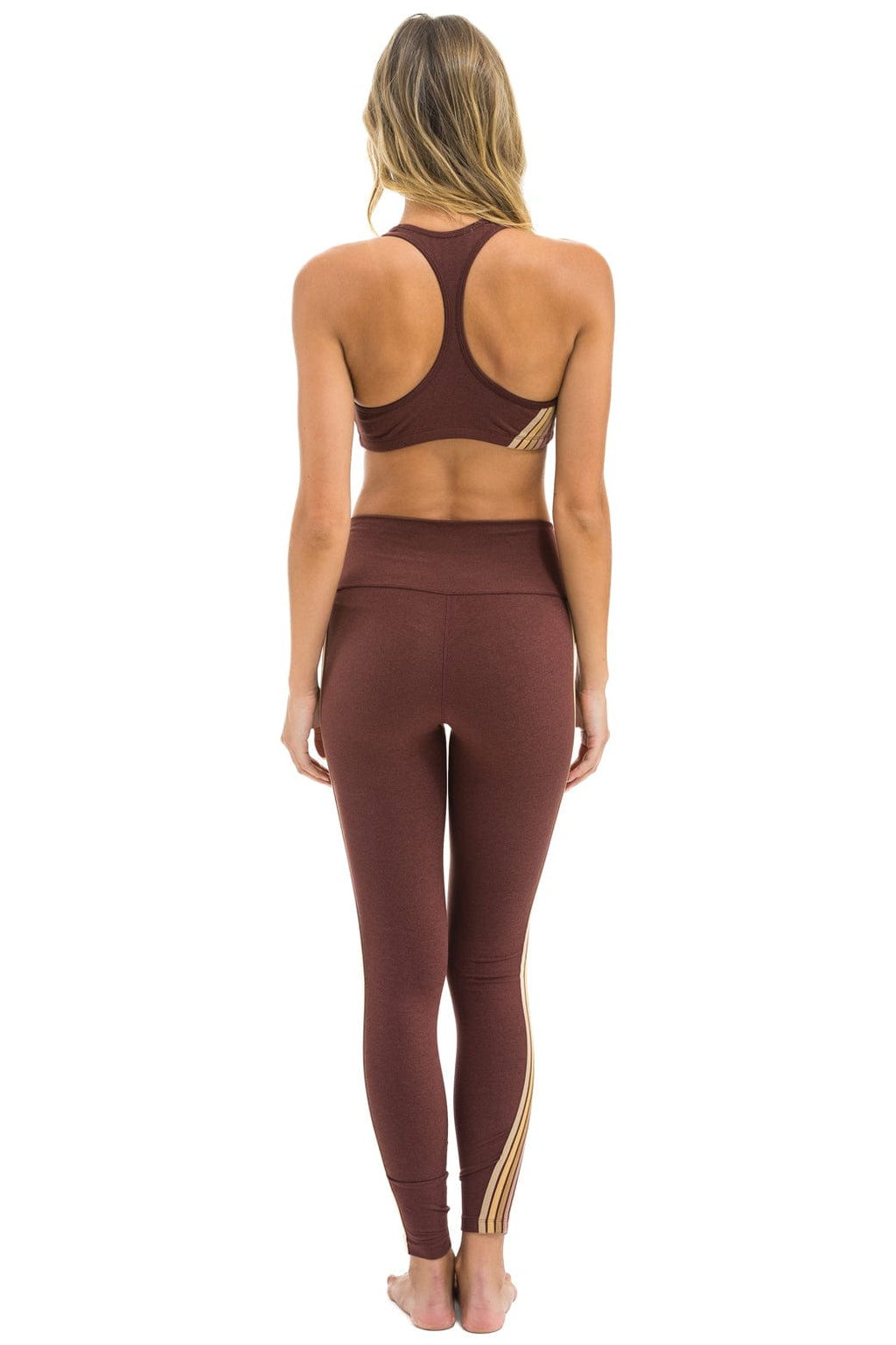 Classic FULL LENGTH HI-RISE 5 STRIPE LEGGINGS - MOCHA