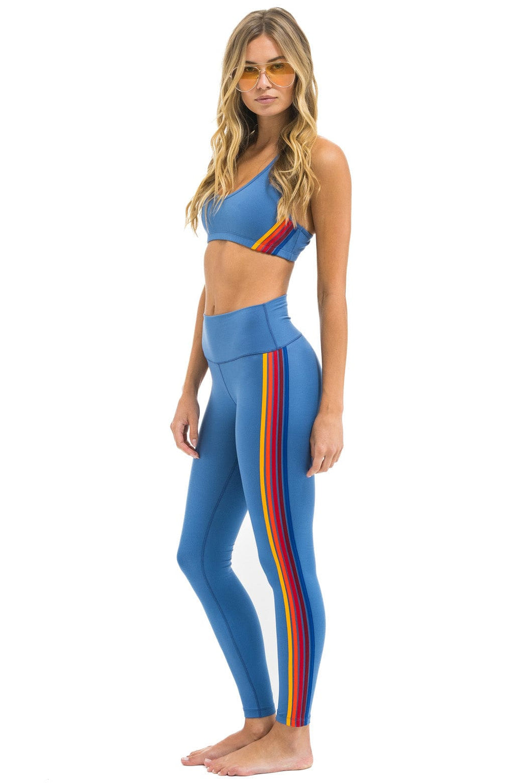 Classic FULL LENGTH HI-RISE 5 STRIPE LEGGINGS - DUSTY BLUE