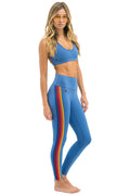 Classic FULL LENGTH HI-RISE 5 STRIPE LEGGINGS - DUSTY BLUE