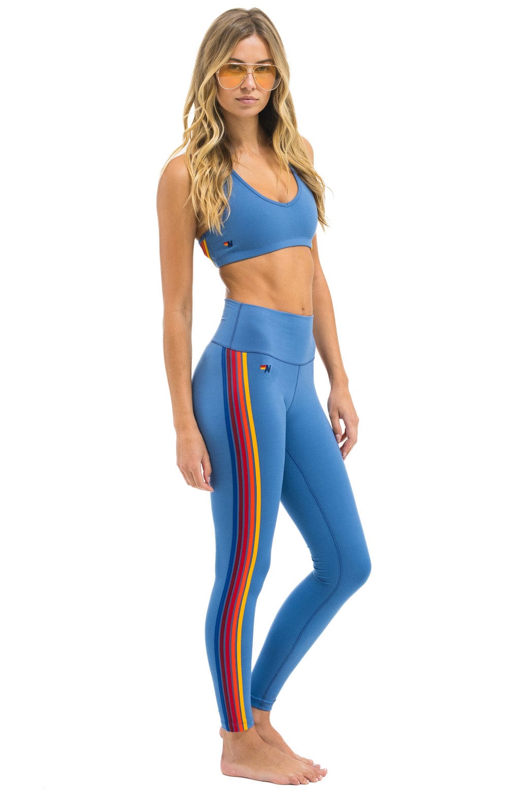 Classic FULL LENGTH HI-RISE 5 STRIPE LEGGINGS - DUSTY BLUE