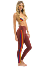 Classic FULL LENGTH HI-RISE 5 STRIPE LEGGINGS - BRICK