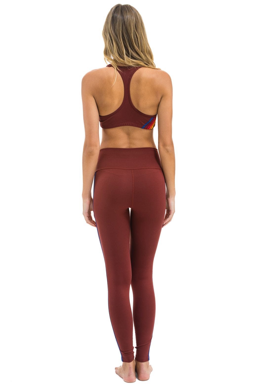 Classic FULL LENGTH HI-RISE 5 STRIPE LEGGINGS - BRICK