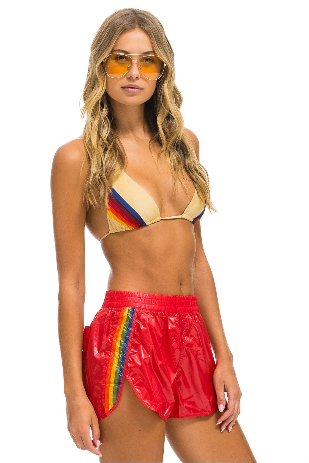 Classic 5 STRIPE NYLON JOGGER SHORT - CHERRY