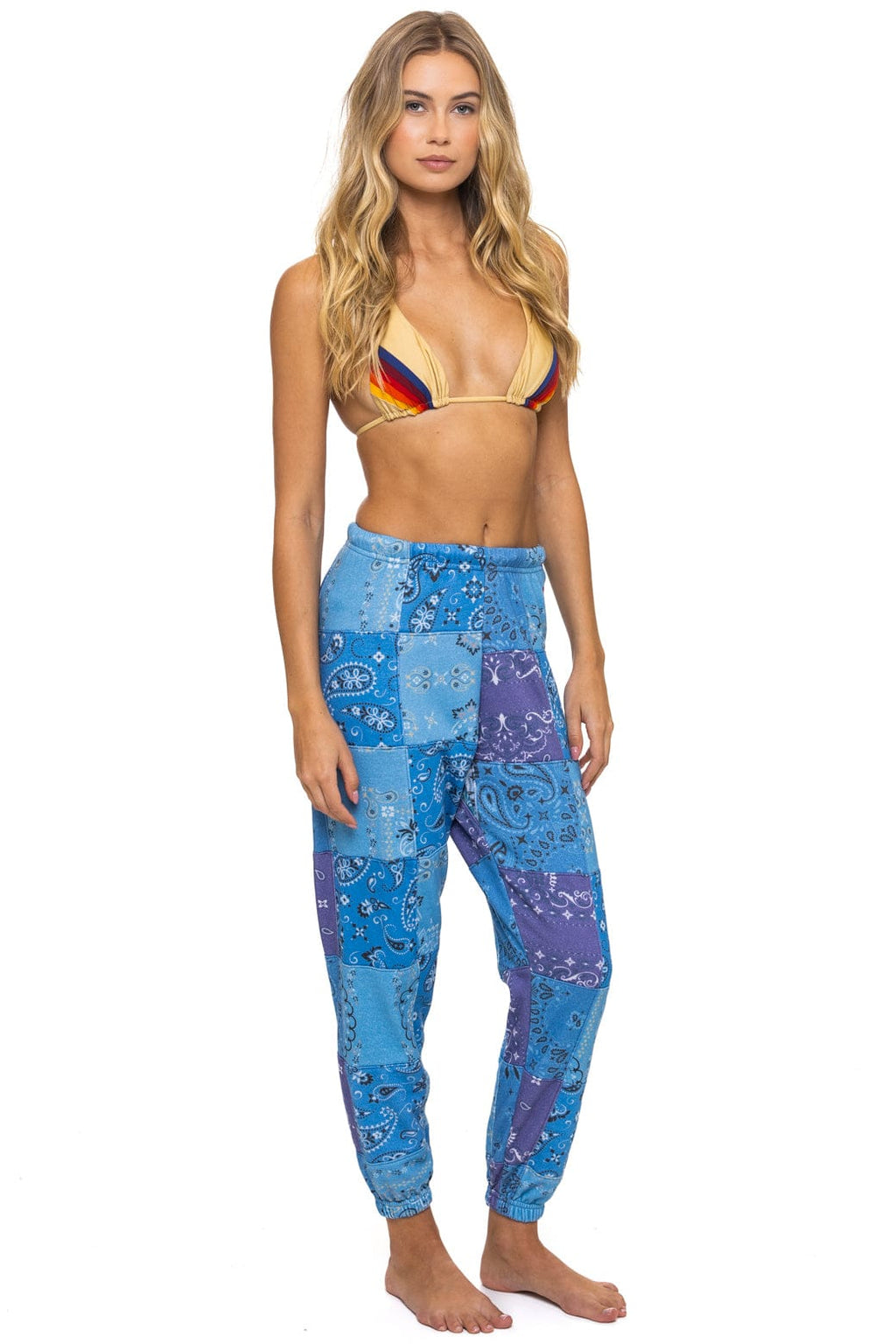 Classic BANDANA QUILTED SWEATPANTS - BLUE