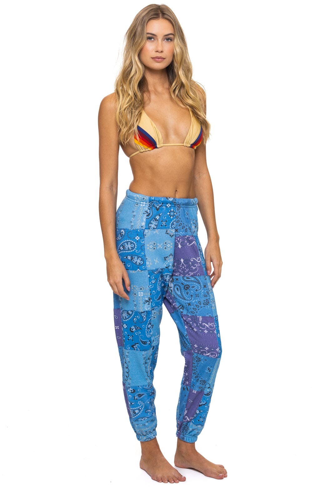 Classic BANDANA QUILTED SWEATPANTS - BLUE