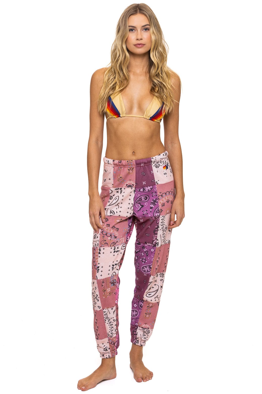 Classic BANDANA QUILTED SWEATPANTS - PINK