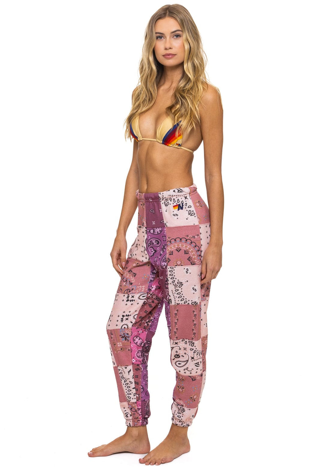 Classic BANDANA QUILTED SWEATPANTS - PINK
