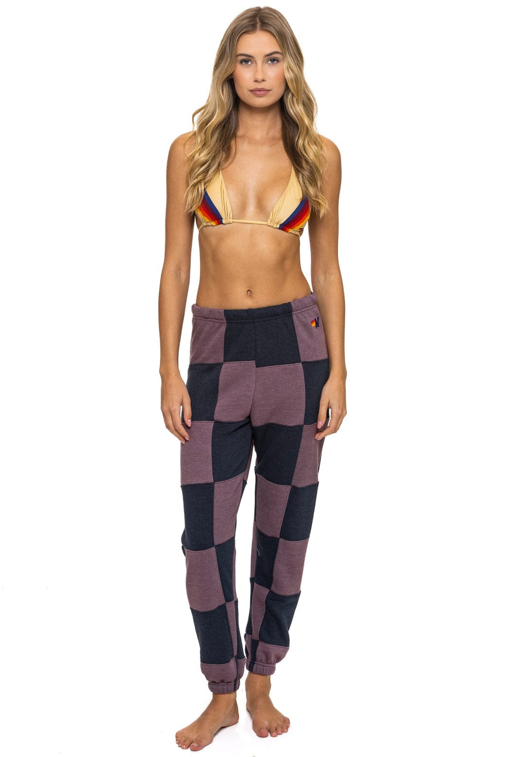 Classic CHECK QUILTED SWEATPANTS - CHARCOAL MOCHA