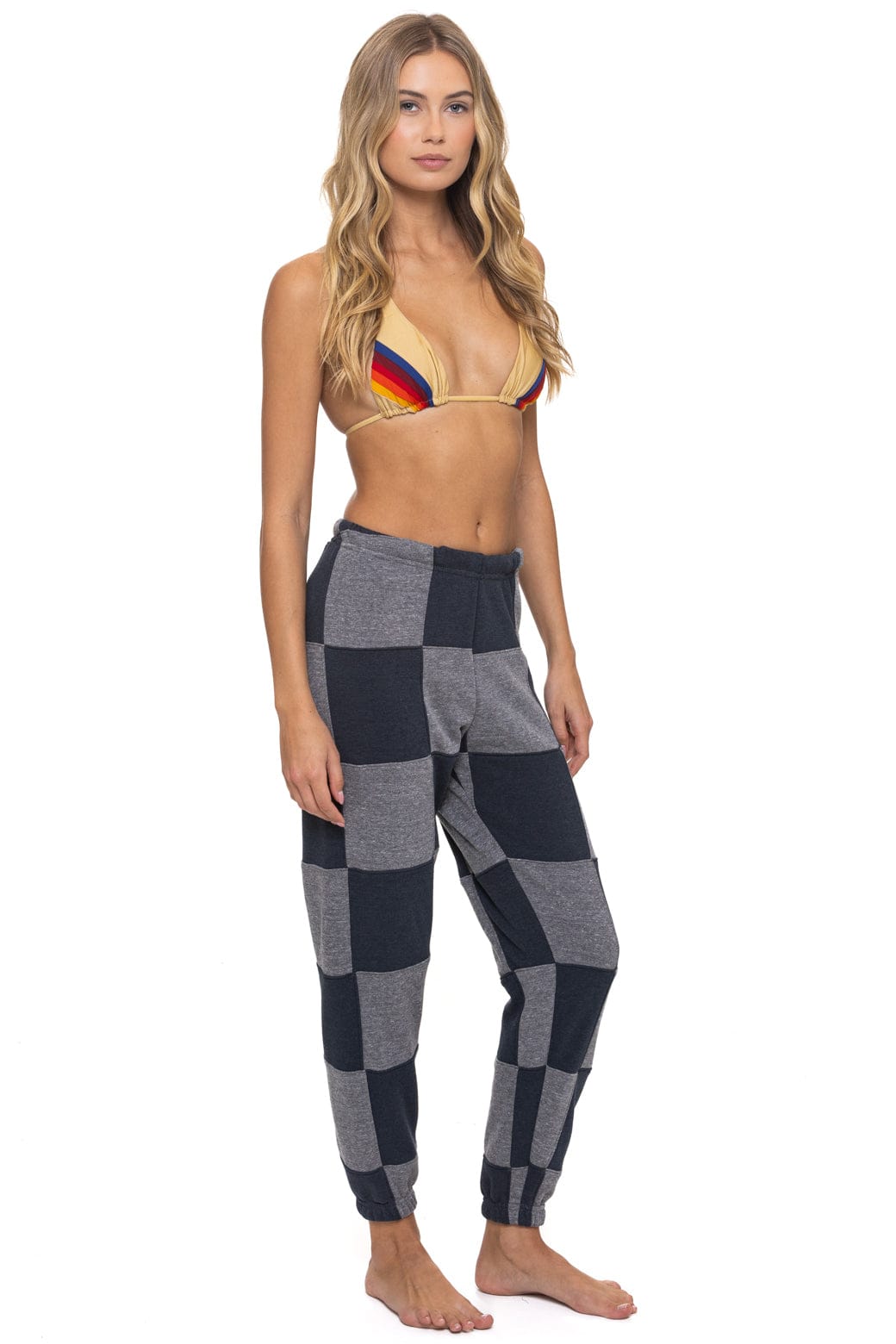 Classic CHECK QUILTED SWEATPANTS - HEATHER CHARCOAL