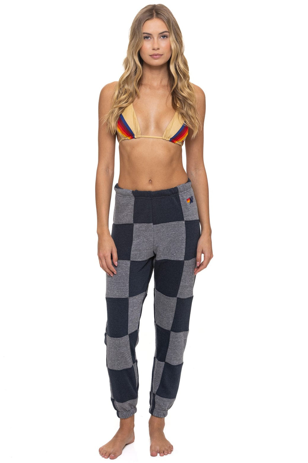 Classic CHECK QUILTED SWEATPANTS - HEATHER CHARCOAL