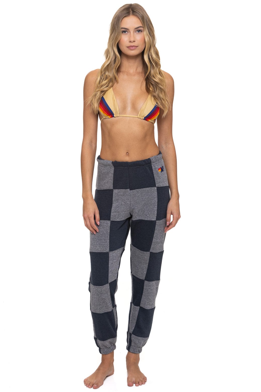 Classic CHECK QUILTED SWEATPANTS - HEATHER CHARCOAL
