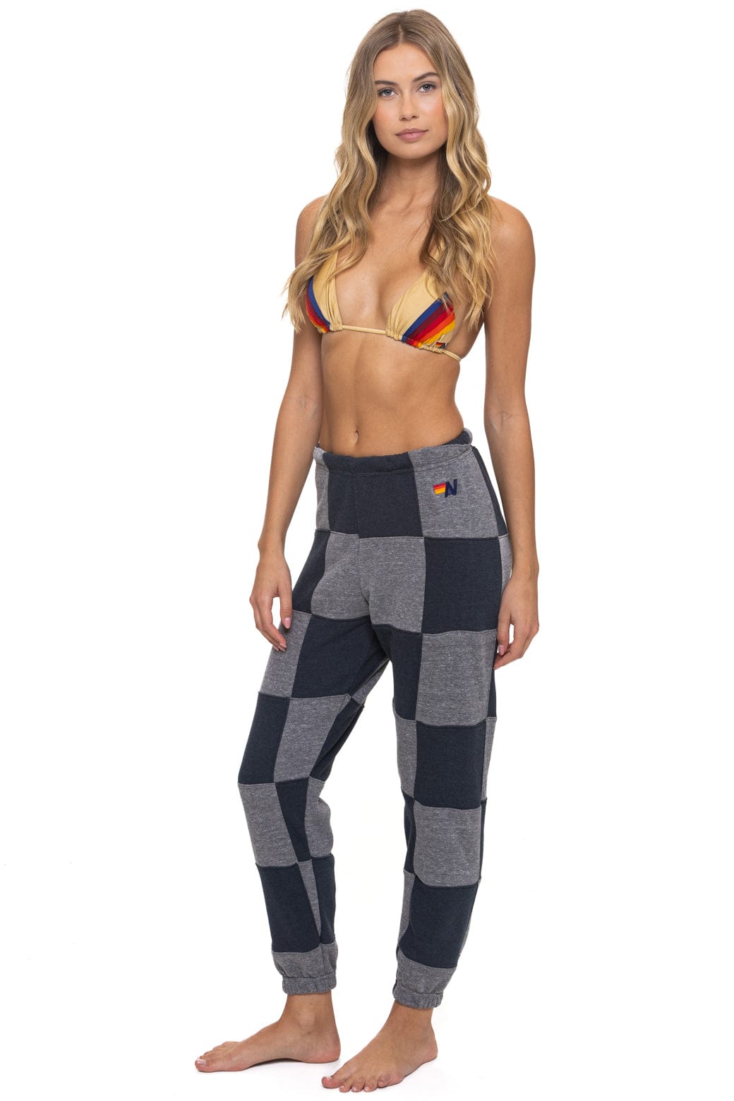 Classic CHECK QUILTED SWEATPANTS - HEATHER CHARCOAL