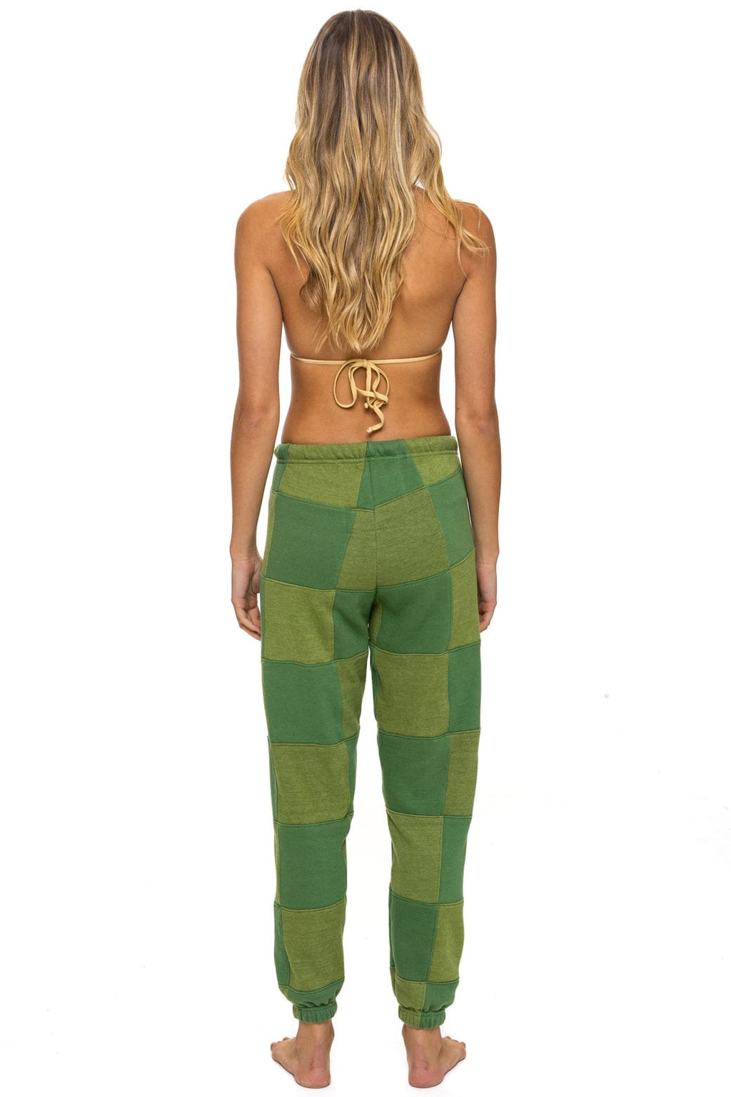 Classic CHECK QUILTED SWEATPANTS - JUNGLE GREEN PALM