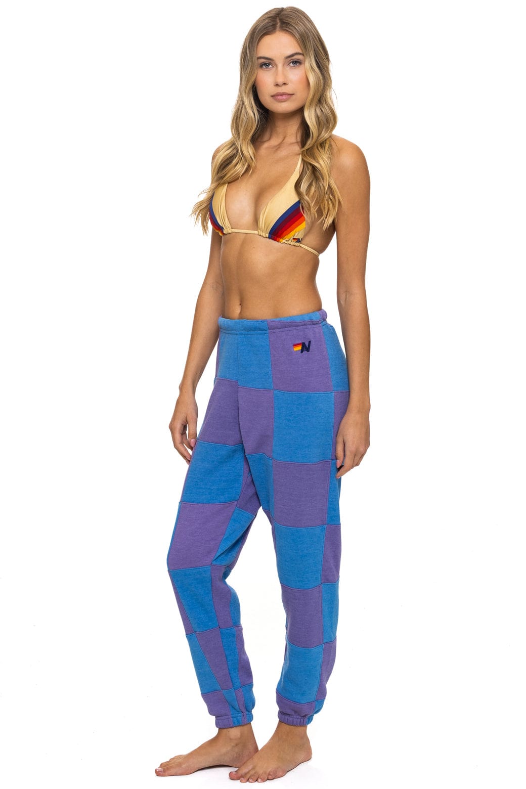 Classic CHECK QUILTED SWEATPANTS - LAVENDER OCEAN