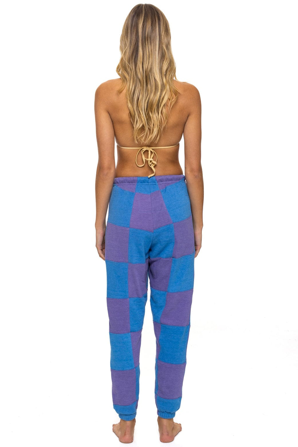Classic CHECK QUILTED SWEATPANTS - LAVENDER OCEAN